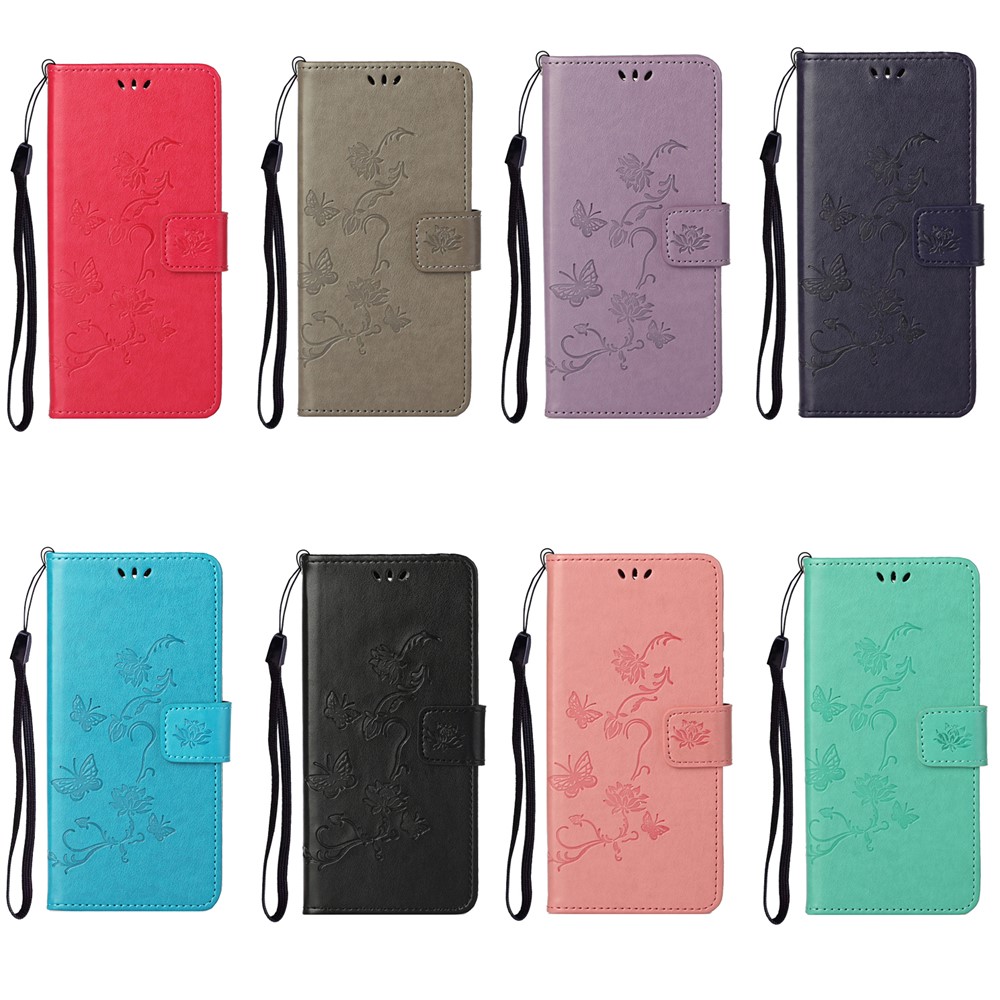 Imprint Butterfly Flower Wallet Stand Leather Mobile Phone Case for Nokia G10/G20 - Blue-6