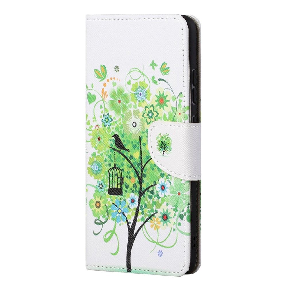 Wallet Design New Pattern Printing Cross Texture Leather Phone Stand Case for Nokia G10/G20 - Green Tree-2