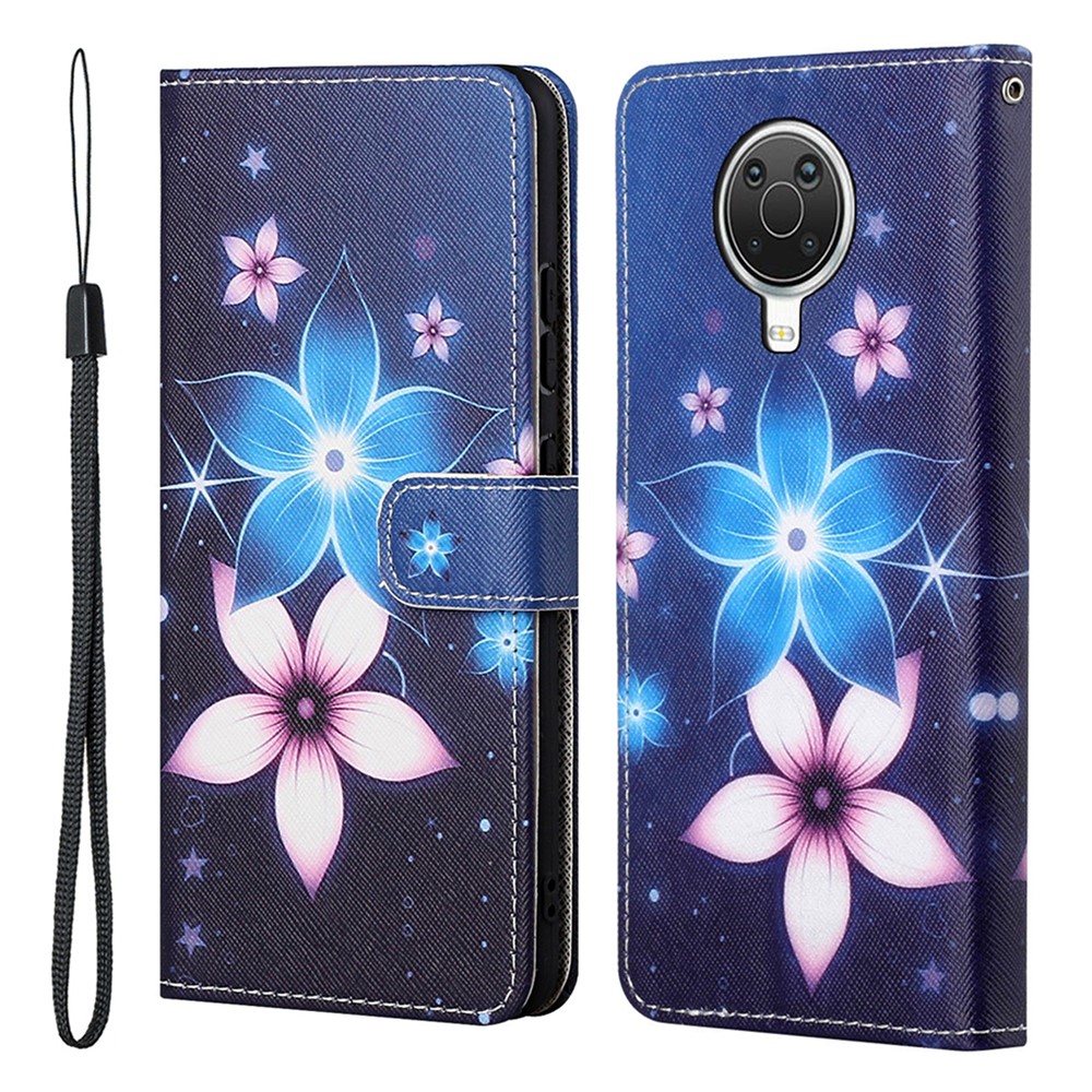 New Pattern Printing Wallet Design Cross Texture Leather Stand Case for Nokia G10/G20 - Flower-1