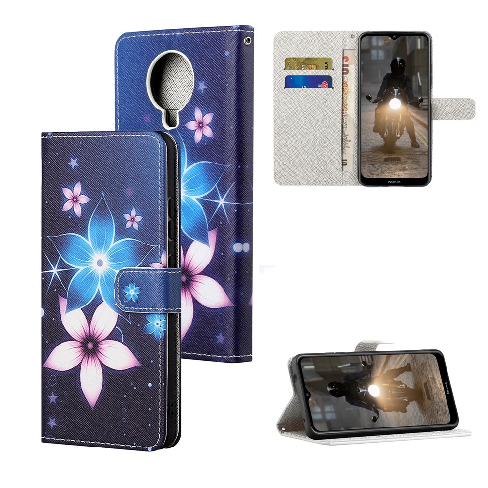 New Pattern Printing Wallet Design Cross Texture Leather Stand Case for Nokia G10/G20 - Flower-4
