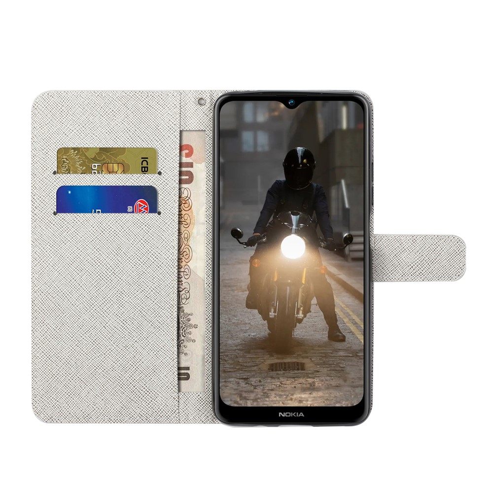 New Pattern Printing Wallet Design Cross Texture Leather Stand Case for Nokia G10/G20 - Flower-7