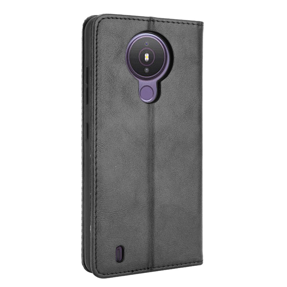 Vintage Style Magnetic Closure Leather Cell Phone Cover with Stand for Nokia 1.4 - Black-4