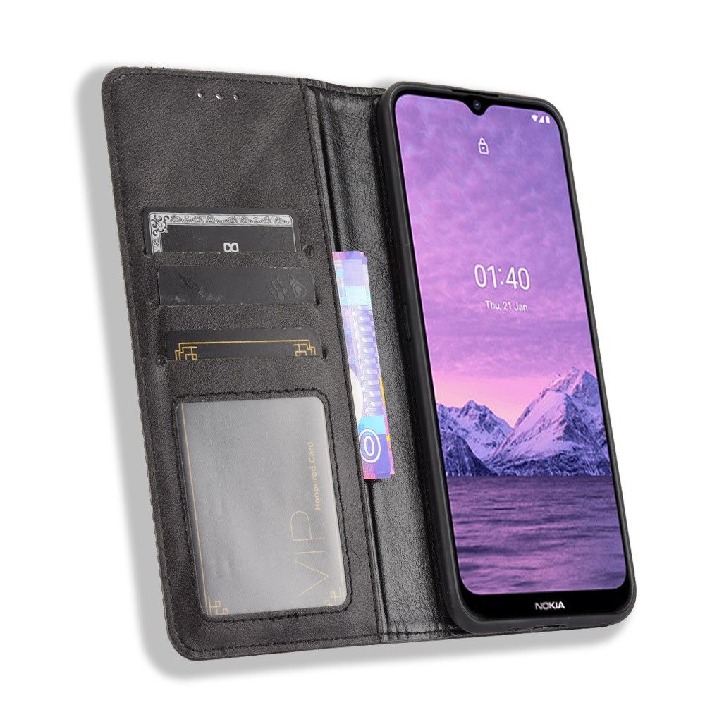 Vintage Style Magnetic Closure Leather Cell Phone Cover with Stand for Nokia 1.4 - Black-5