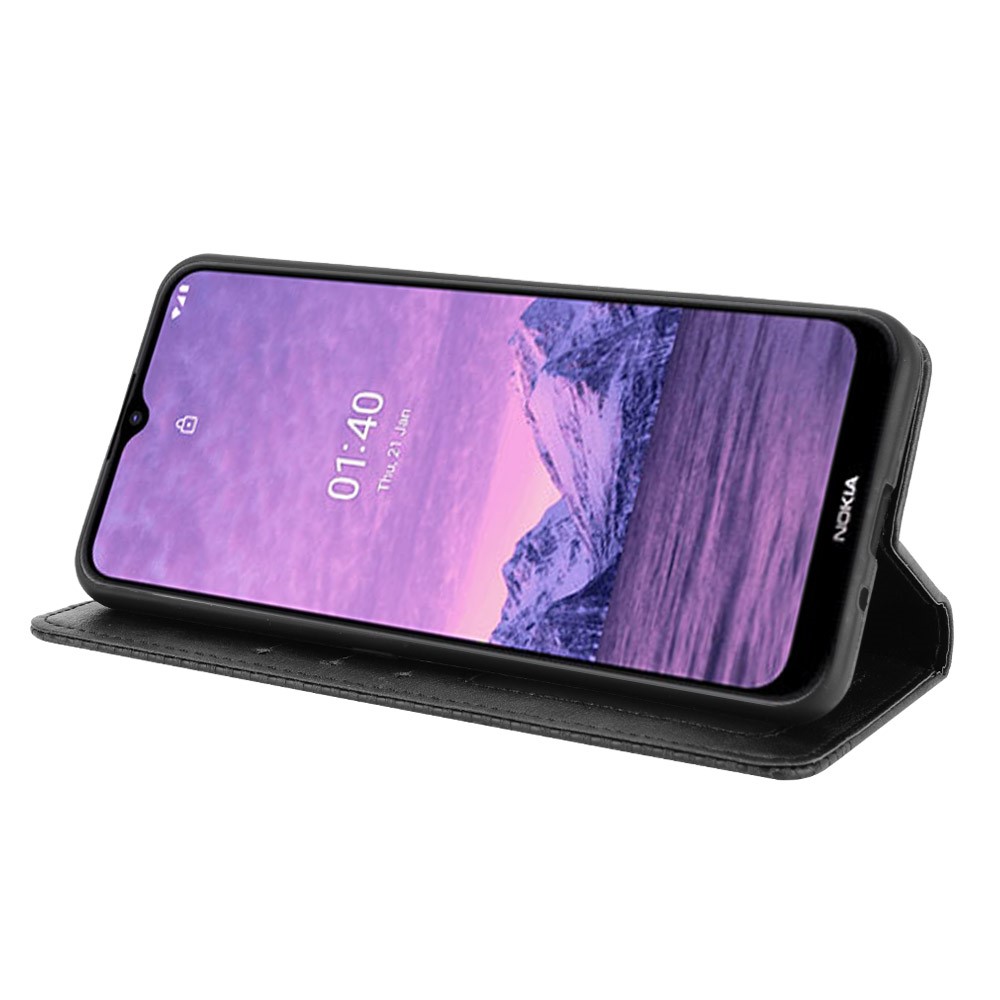 Vintage Style Magnetic Closure Leather Cell Phone Cover with Stand for Nokia 1.4 - Black-6