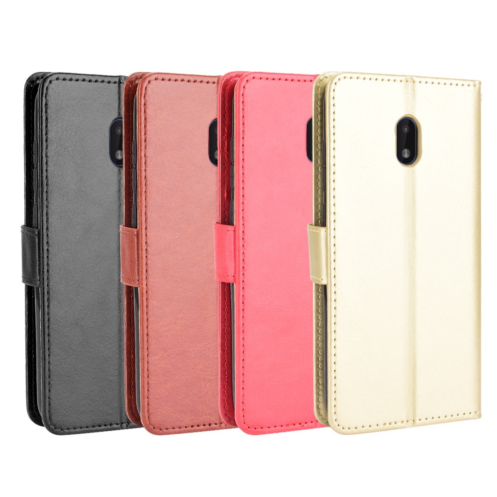 Crazy Horse Skin with Wallet Stand Leather Shell with Strap for Nokia C1 Plus - Black-8