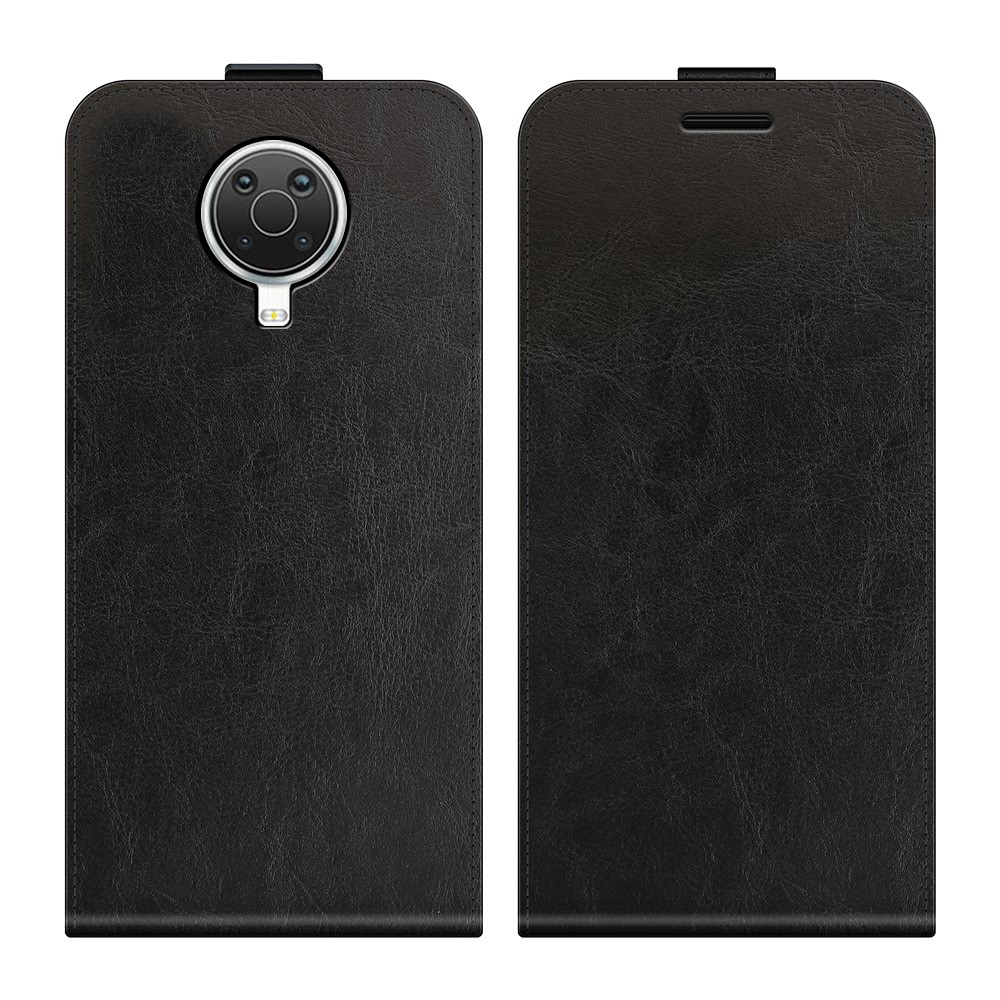 Crazy Horse Leather Protector Case Vertical Flip Phone Cover with Card Slot for Nokia G20 - Black-1