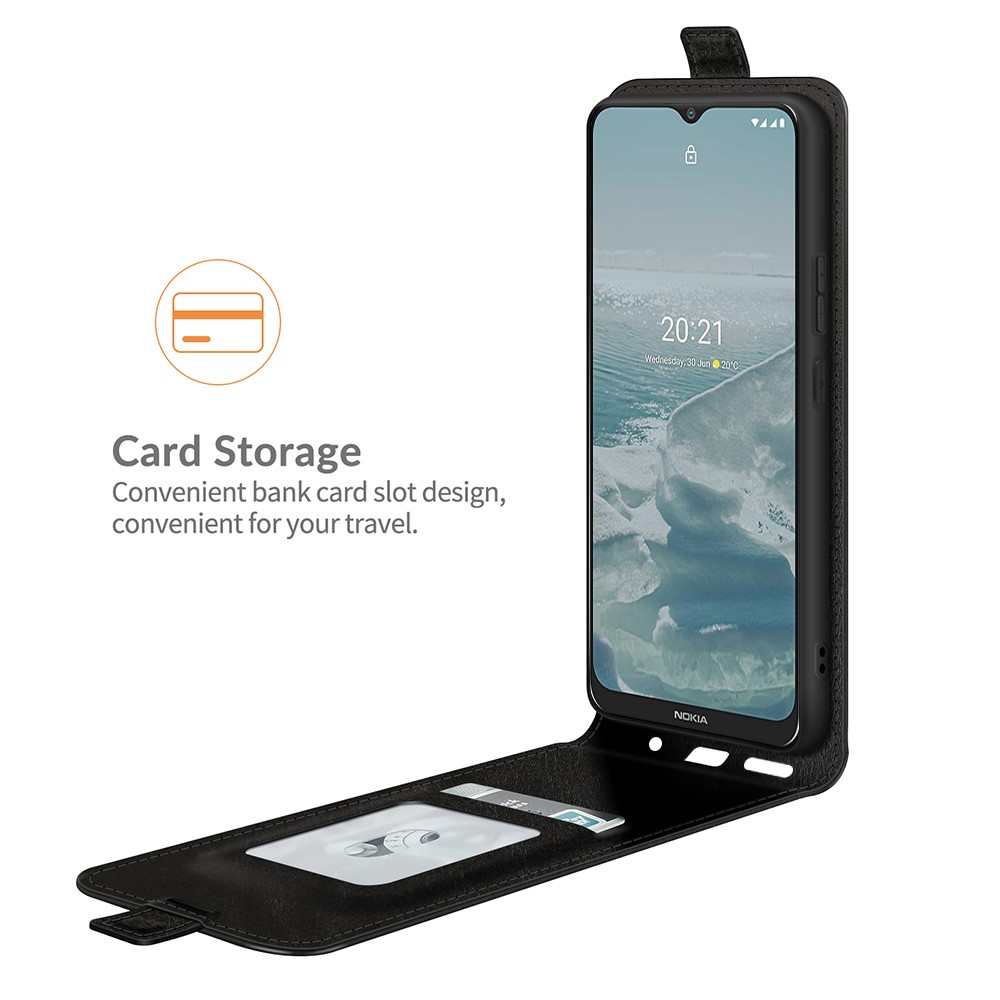 Crazy Horse Leather Protector Case Vertical Flip Phone Cover with Card Slot for Nokia G20 - Black-4