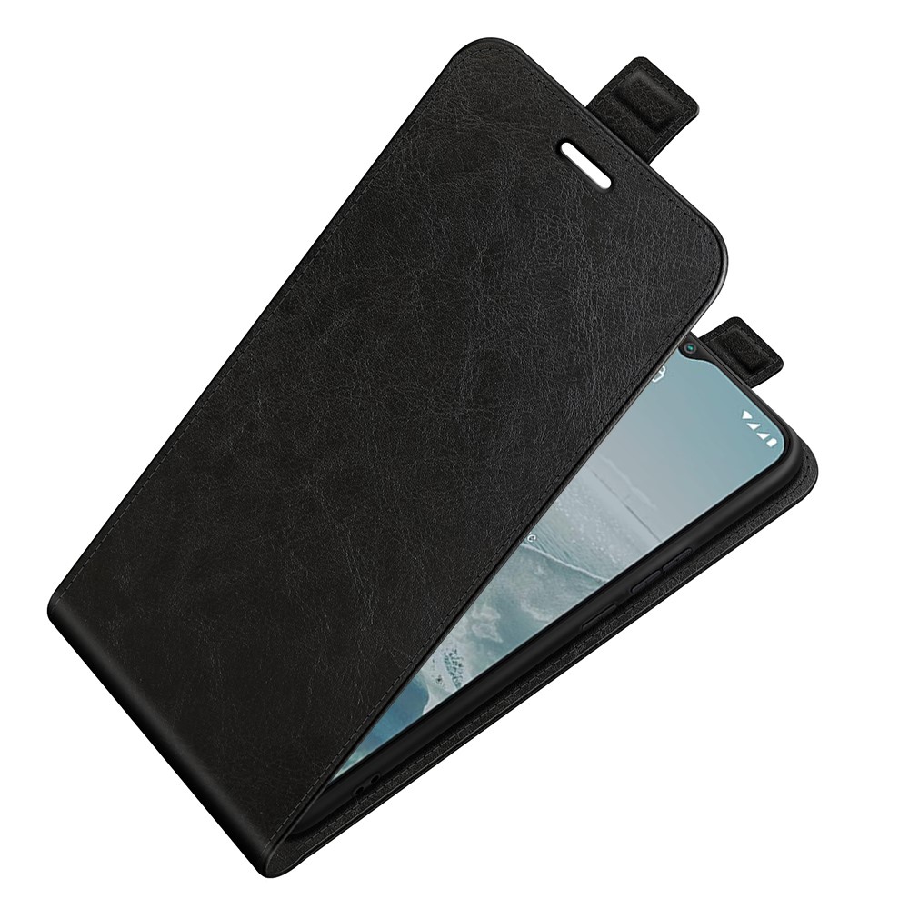 Crazy Horse Leather Protector Case Vertical Flip Phone Cover with Card Slot for Nokia G20 - Black-7