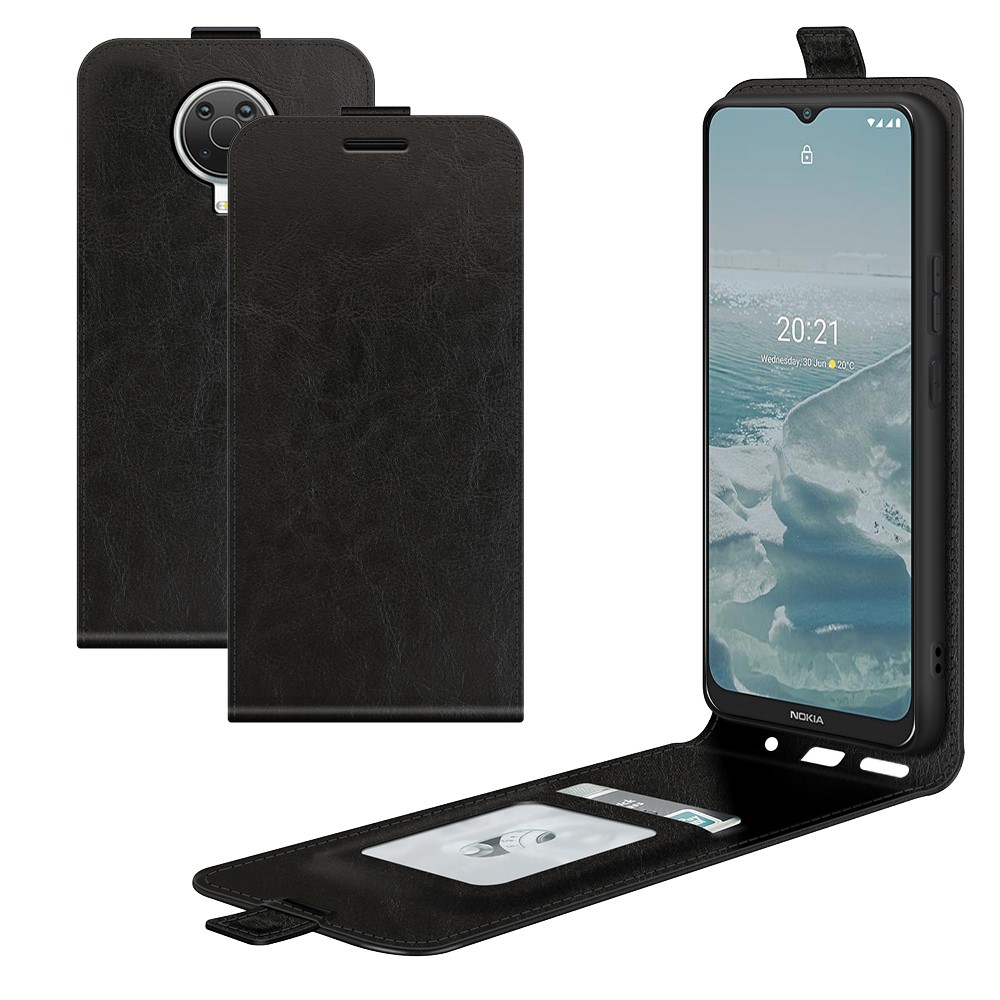 Crazy Horse Leather Protector Case Vertical Flip Phone Cover with Card Slot for Nokia G20 - Black-8