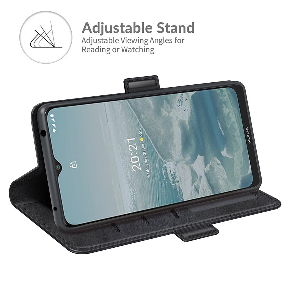Magnetic Double Clasp PU Leather Wallet Stand Case Shell for Nokia G20 - Black-5