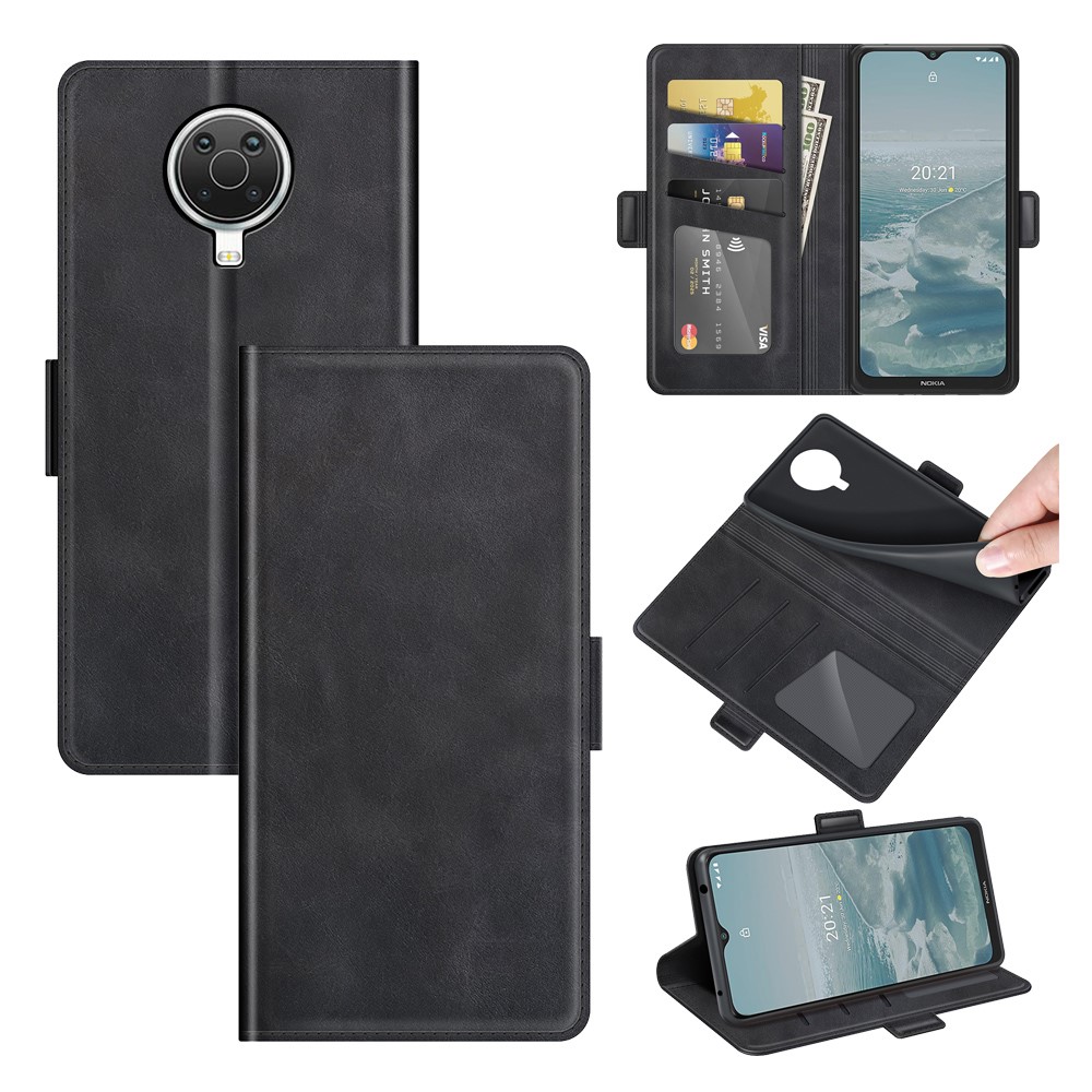 Magnetic Double Clasp PU Leather Wallet Stand Case Shell for Nokia G20 - Black-8