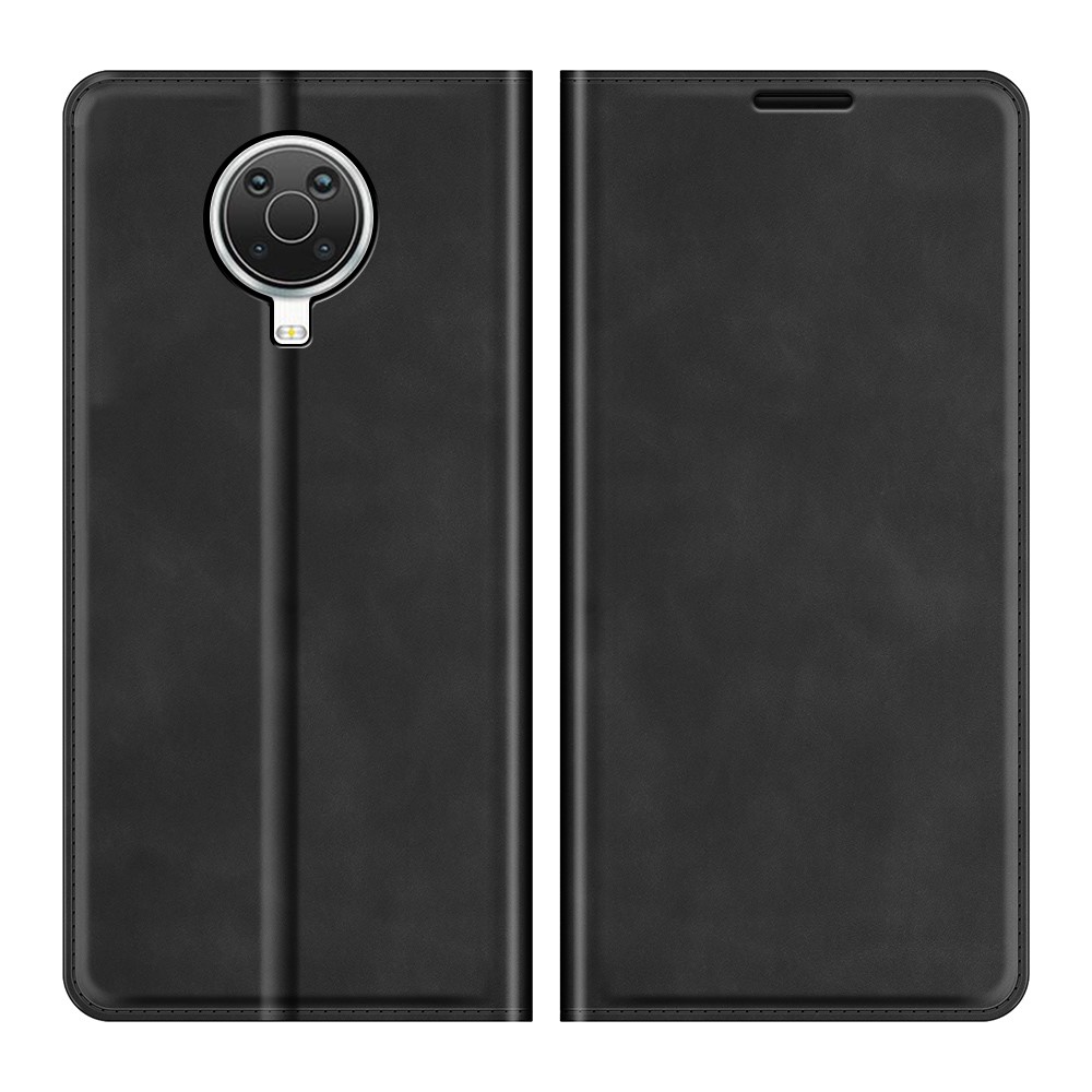 Auto-Absorbed Skin-touch Leather Cover Protective Case with Wallet Stand for Nokia G20 - Black-1