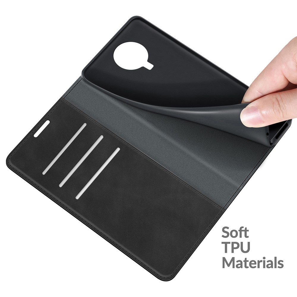 Auto-Absorbed Skin-touch Leather Cover Protective Case with Wallet Stand for Nokia G20 - Black-7