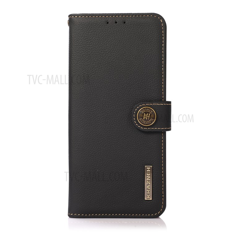 KHAZNEH Genuine Leather Phone Protective Case with RFID Anti-theft Swiping Design for Nokia 1.4 - Black-7