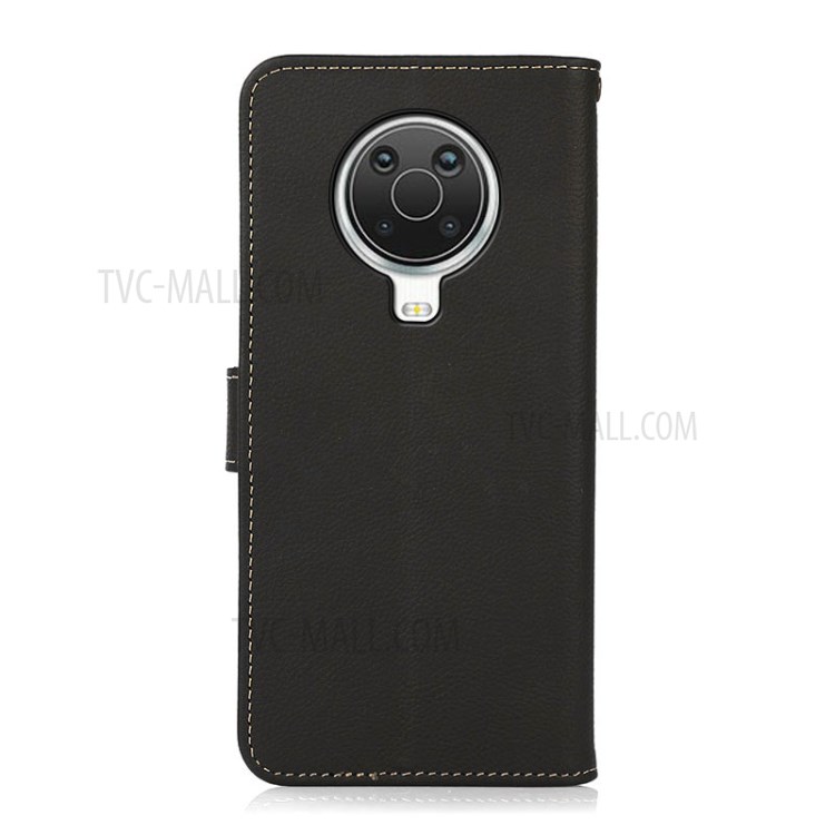 KHAZNEH Textured Genuine Leather Phone Shell Case with RFID Anti-theft Swiping Design for Nokia 6.3 / Nokia G20 / Nokia G10 - Black-7