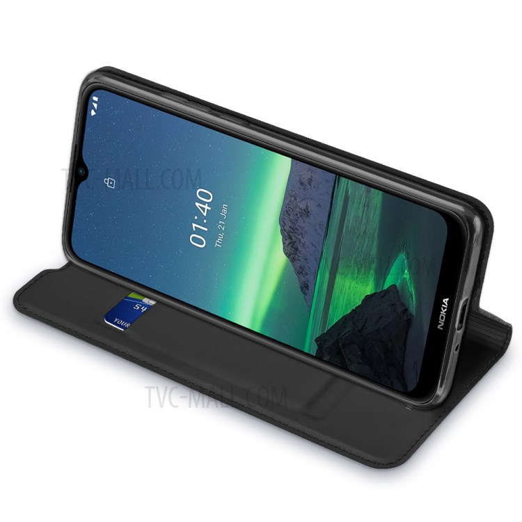 DUX DUCIS Skin Pro Series Card Slot Stand Leather Cell Phone Case Shell for Nokia 1.4 - Black-5