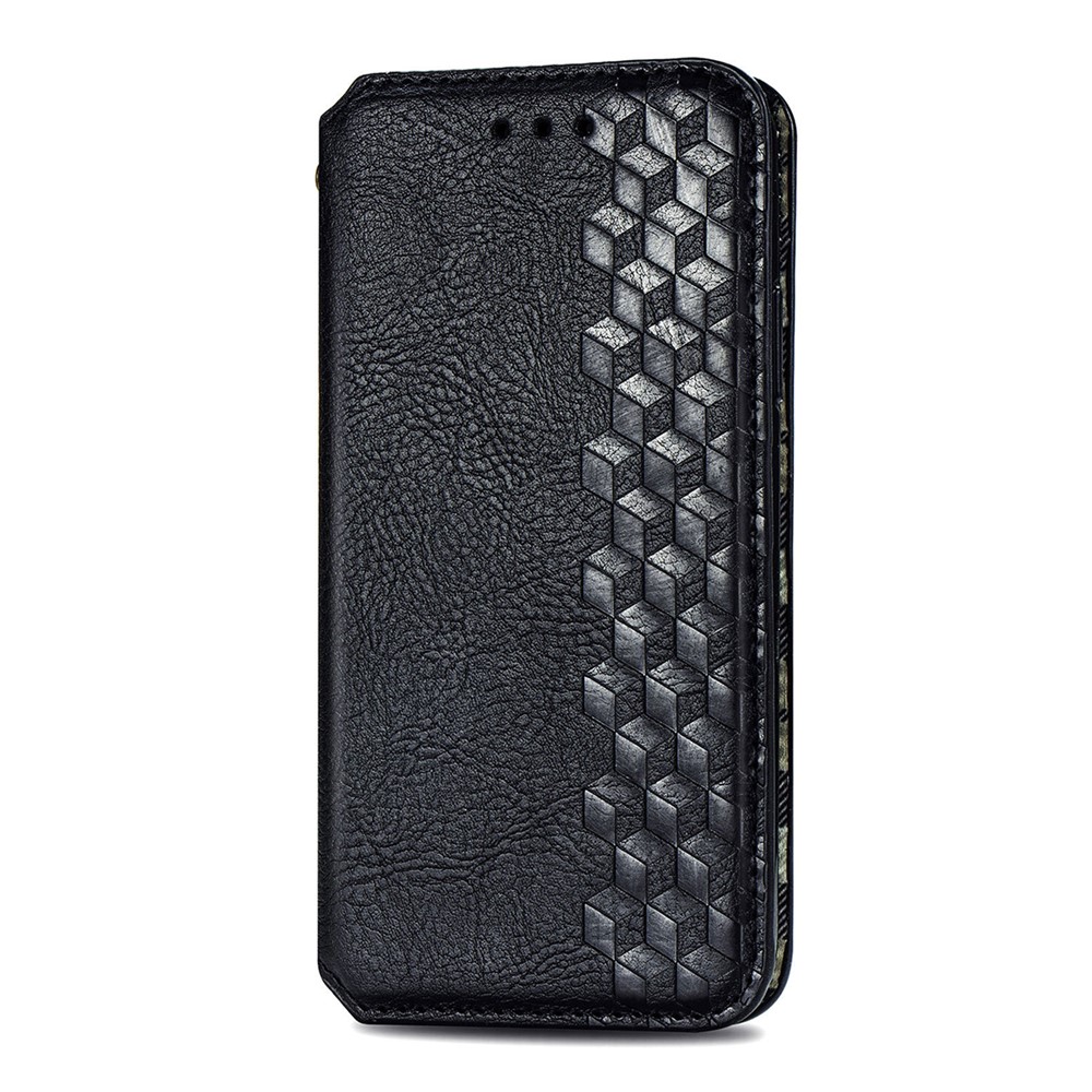Wallet Stand Design Rhombus Imprinting Auto-Absorbed PU Leather Case for Nokia 6.3 - Black-10