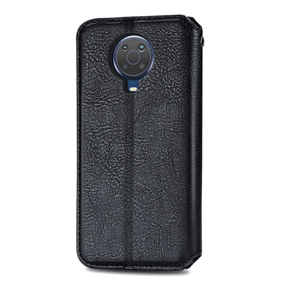 Wallet Stand Design Rhombus Imprinting Auto-Absorbed PU Leather Case for Nokia 6.3 - Black-11