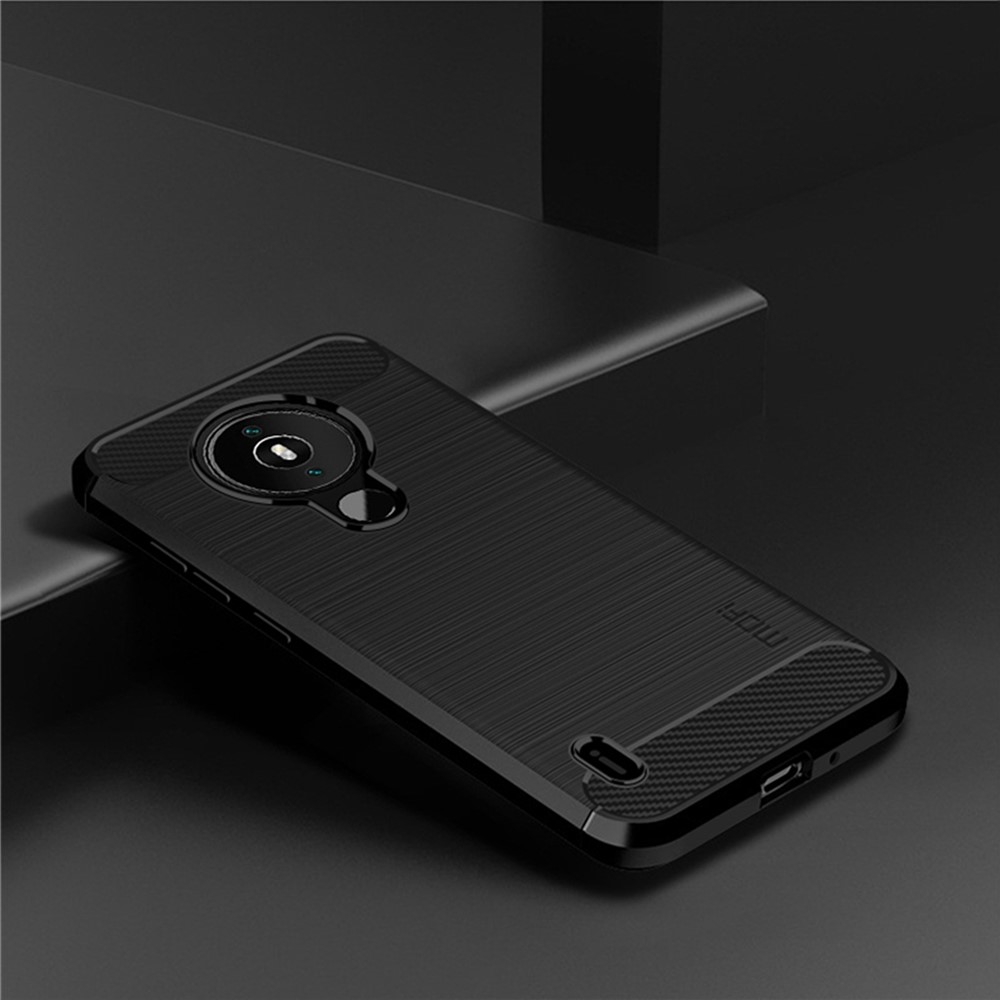 MOFI Brushed Carbon Fiber Design Well-Protected Soft TPU Cover for Nokia 1.4 - Black-10