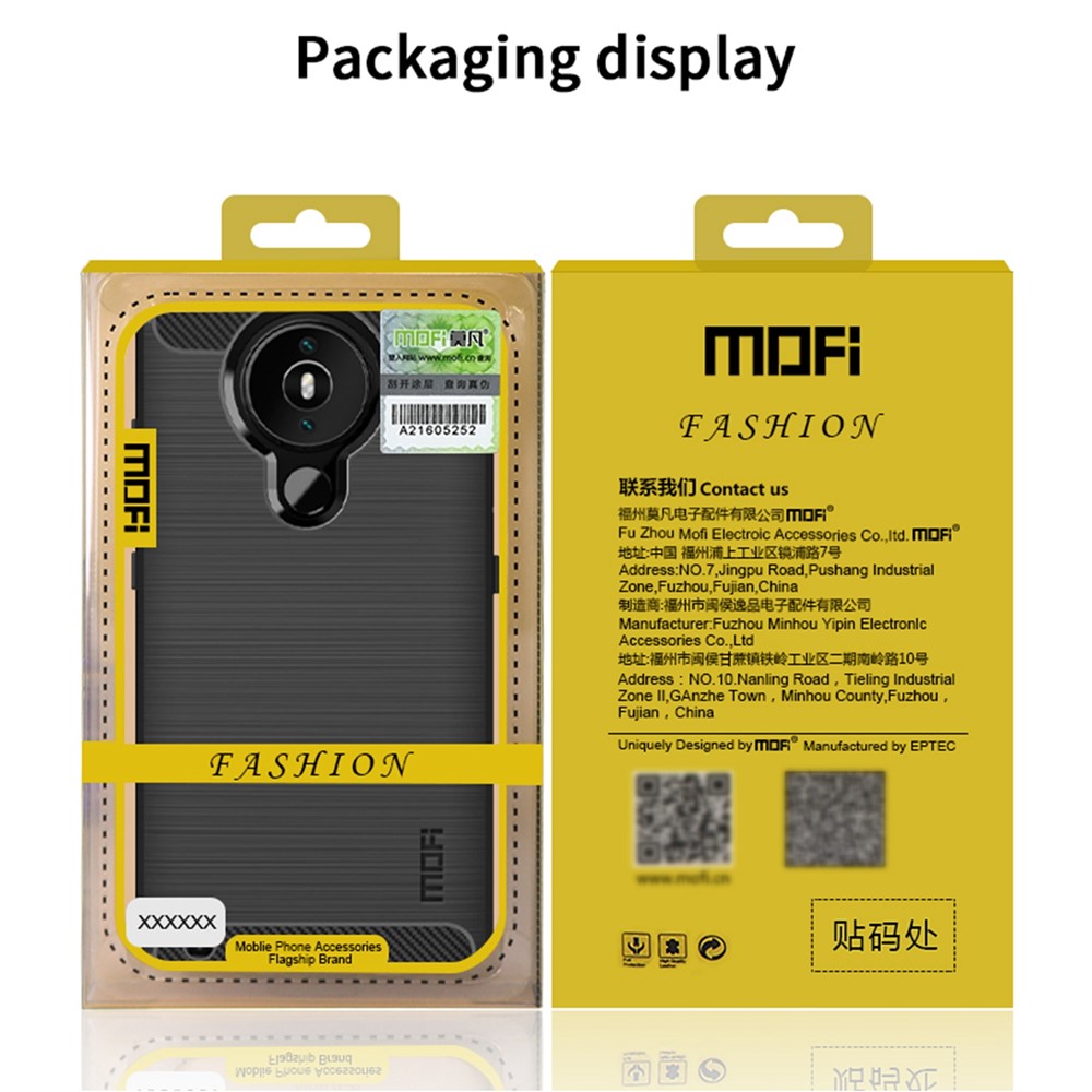 MOFI Brushed Carbon Fiber Design Well-Protected Soft TPU Cover for Nokia 1.4 - Black-11