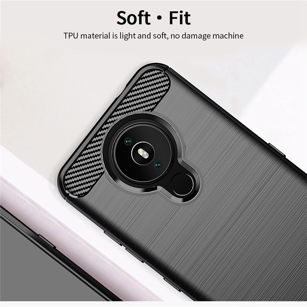 MOFI Brushed Carbon Fiber Design Well-Protected Soft TPU Cover for Nokia 1.4 - Black-3