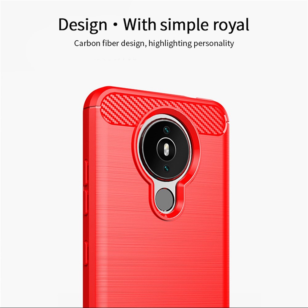 MOFI Brushed Carbon Fiber Design Well-Protected Soft TPU Cover for Nokia 1.4 - Black-4