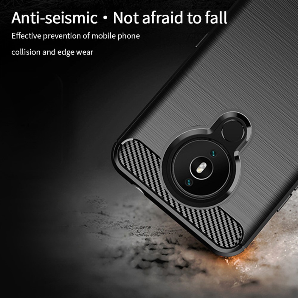 MOFI Brushed Carbon Fiber Design Well-Protected Soft TPU Cover for Nokia 1.4 - Black-5