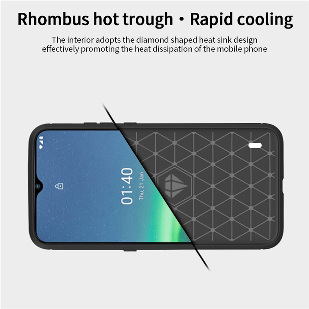 MOFI Brushed Carbon Fiber Design Well-Protected Soft TPU Cover for Nokia 1.4 - Black-6
