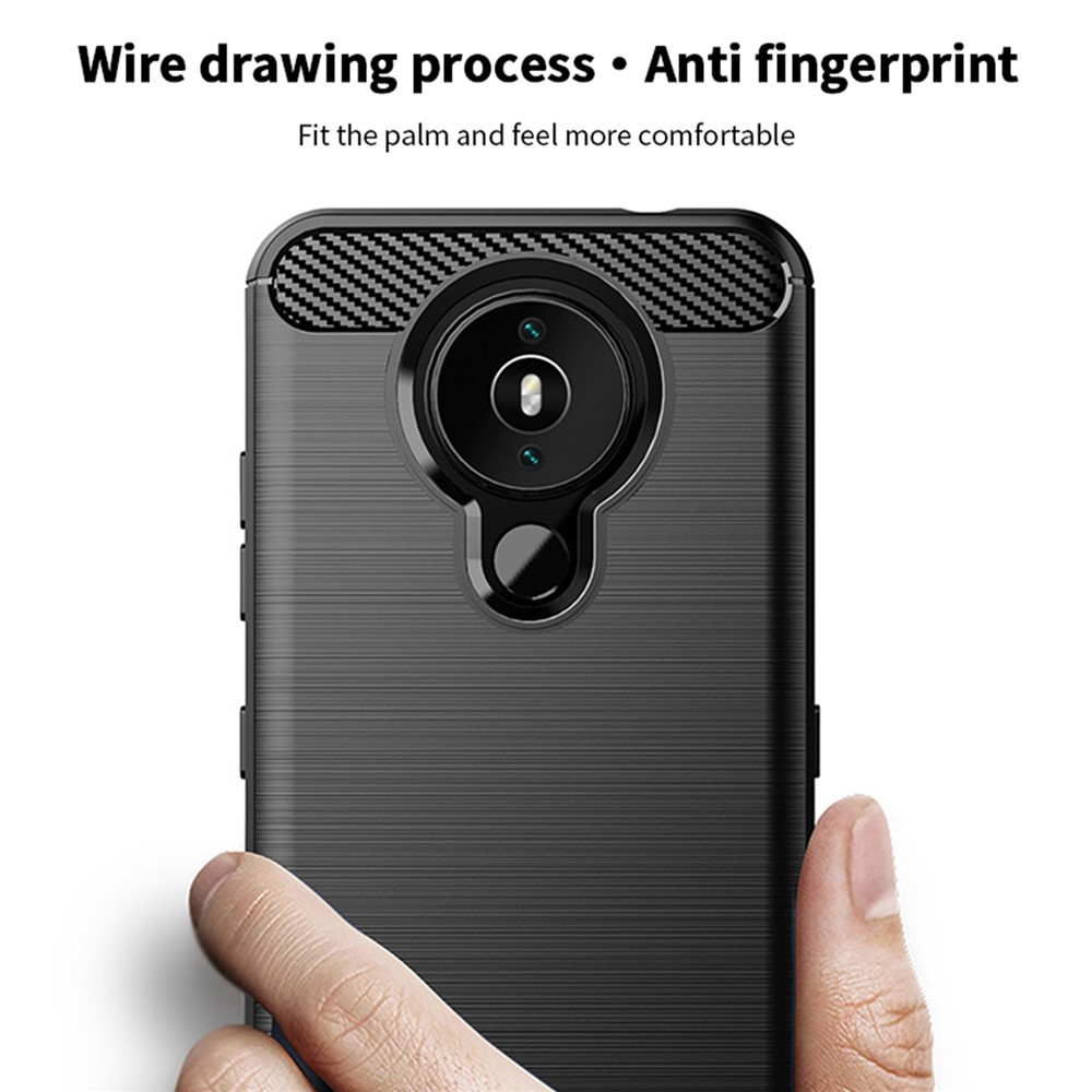 MOFI Brushed Carbon Fiber Design Well-Protected Soft TPU Cover for Nokia 1.4 - Black-7