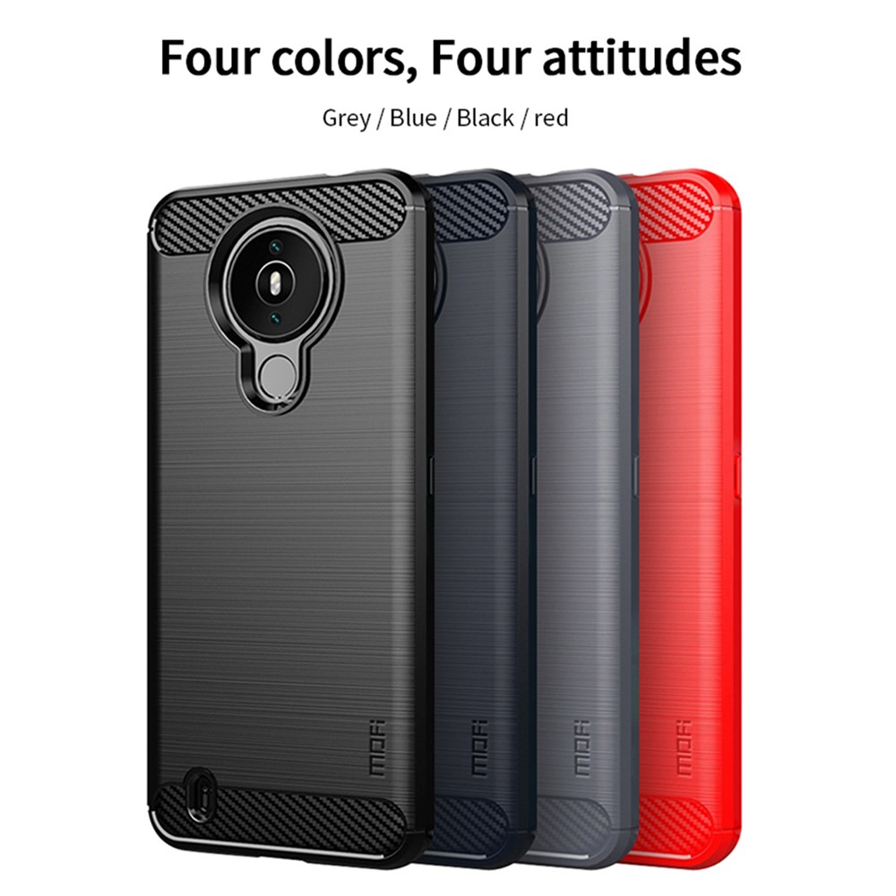 MOFI Brushed Carbon Fiber Design Well-Protected Soft TPU Cover for Nokia 1.4 - Black-8