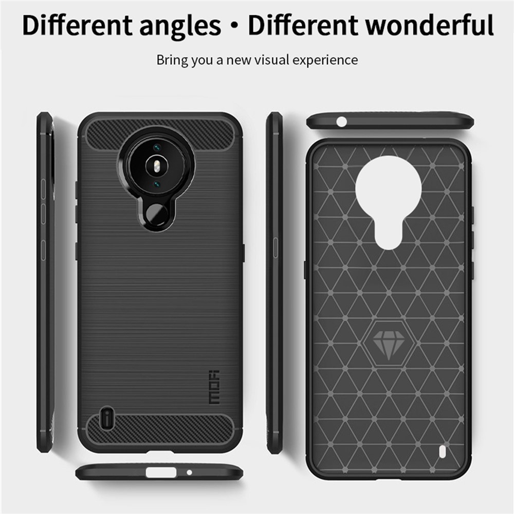 MOFI Brushed Carbon Fiber Design Well-Protected Soft TPU Cover for Nokia 1.4 - Black-9