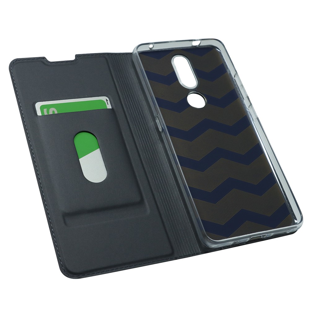 Magnetic Attraction Leather Mobile Phone Stand Case Shell Cover with Card Holder for Nokia 2.4 - Black-6