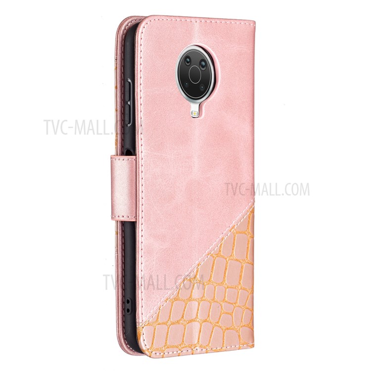 BF04 Splicing Crocodile Texture Wallet Leather Stand Case for Nokia G20 - Rose Gold-3