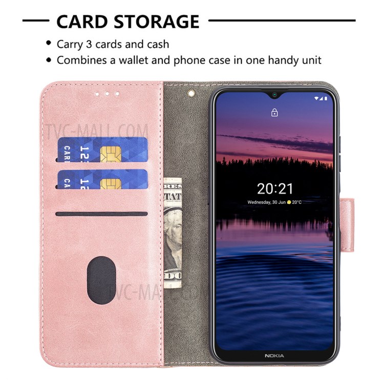 BF04 Splicing Crocodile Texture Wallet Leather Stand Case for Nokia G20 - Rose Gold-5