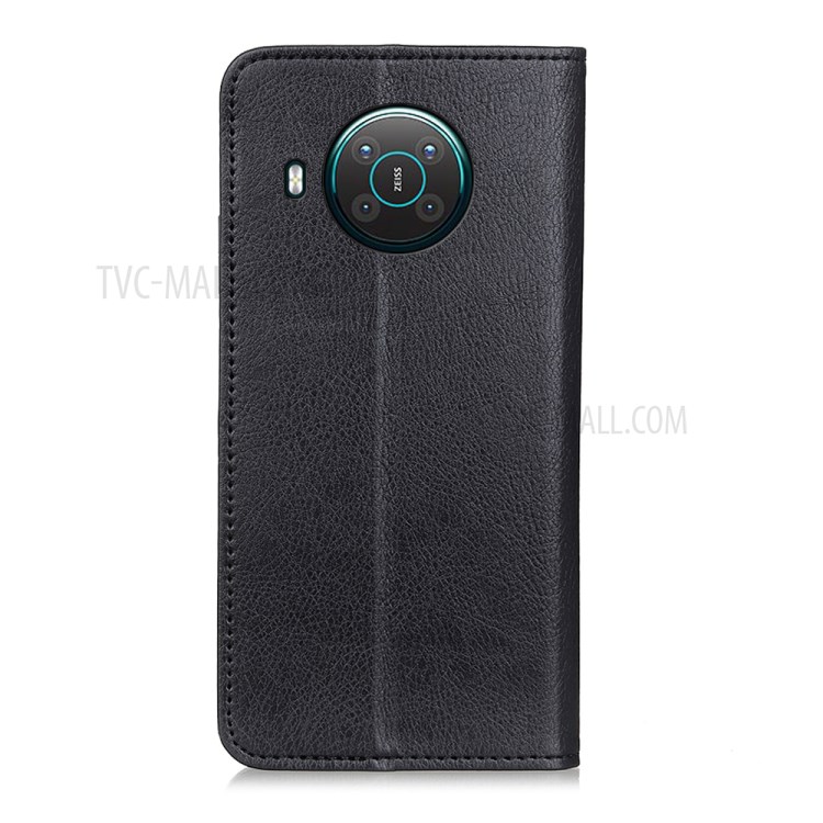 Litchi Texture Split Leather Auto-absorbed Case Stand Cover with Wallet for Nokia X10/X20 - Black-3
