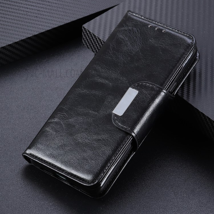 Crazy Horse Texture Multiple Card Slots Design Leather Phone Cover Case for Nokia X10/X20 - Black-8