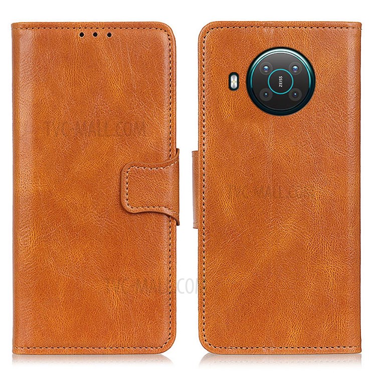 Crazy Horse Texture Wallet Design Folio Flip PU Leather Stand Protector Cover for Nokia X10/X20 - Brown-1