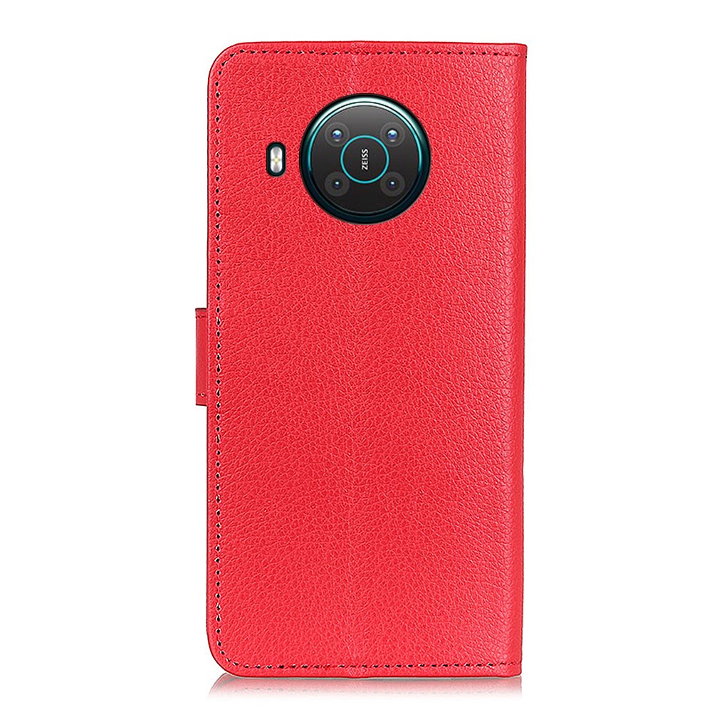 Litchi Skin Wallet Leather Phone Case for Nokia X20/X10 - Red-10