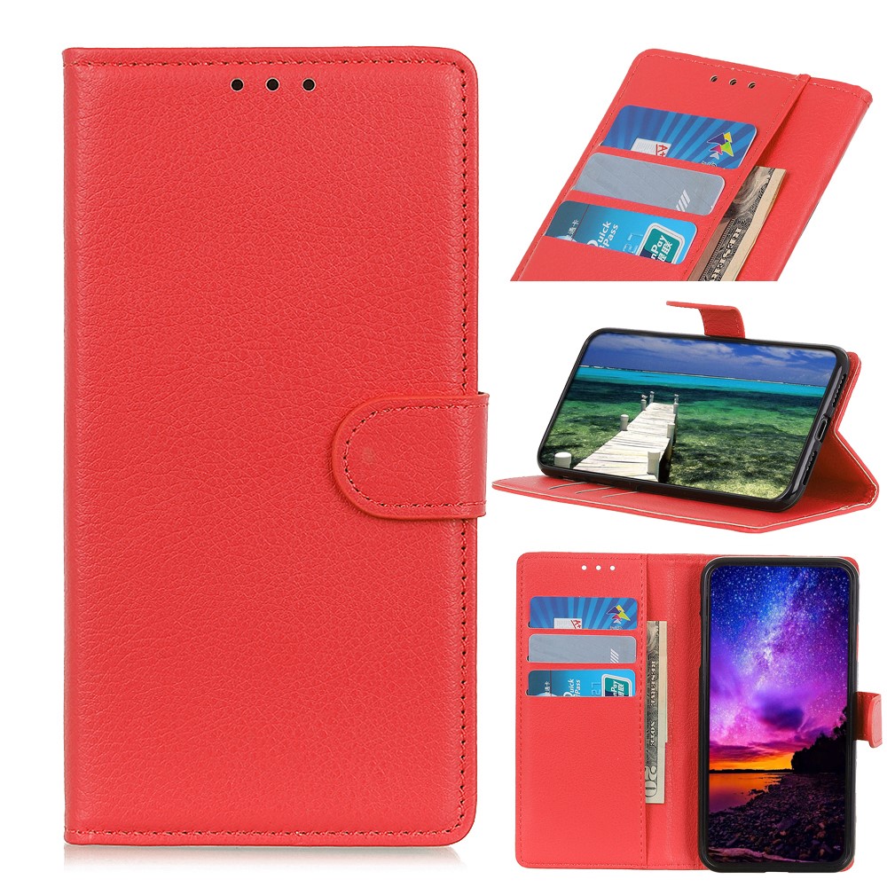 Litchi Skin Wallet Leather Phone Case for Nokia X20/X10 - Red-11