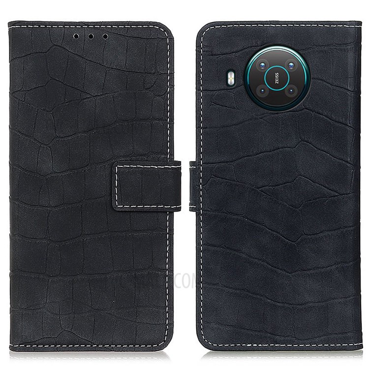 Wallet Design Folio Flip Crocodile Texture Leather Stand Case for Nokia X10/X20 - Black-1
