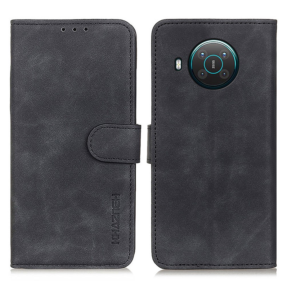 KHAZNEH Wallet Design Full Protection Retro Style PU Leather Stand Case for Nokia X10/X20 - Black-1