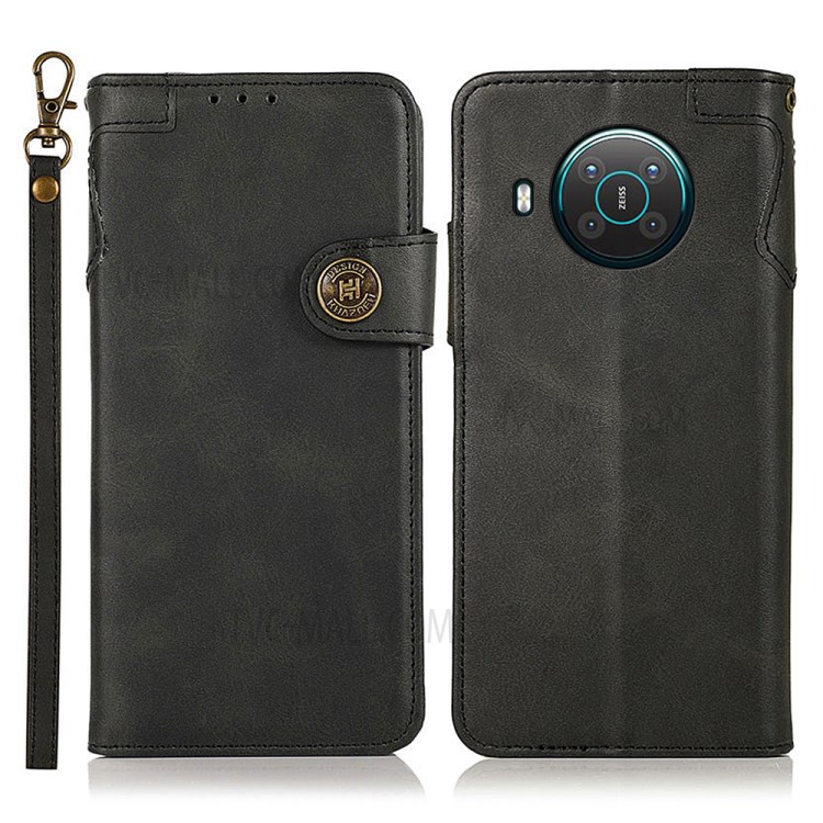 KHAZNEH For Nokia X10/X20 PU Leather Stand Wallet Full Protection Shockproof Mobile Phone Case - Black-1