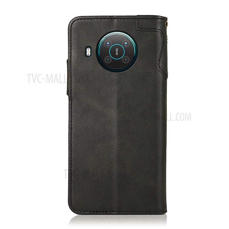 KHAZNEH For Nokia X10/X20 PU Leather Stand Wallet Full Protection Shockproof Mobile Phone Case - Black-3