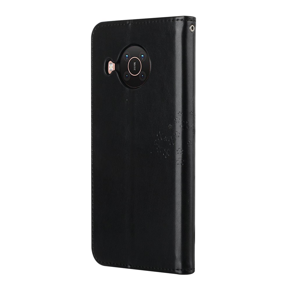 Wallet Design Leather Stand Phone Cover Case with Owl Tree Pattern Imprint for Nokia X10/X20 - Black-3