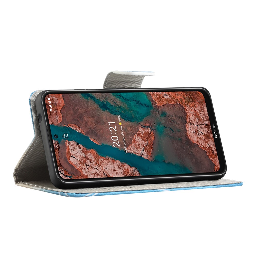 New Pattern Printing Wallet Design Cross Texture Leather Phone Stand Case for Nokia X10/X20 - Green Tree-5