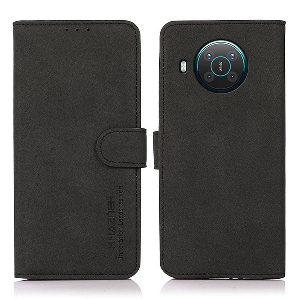 KHAZNEH Wallet Design Textured Full Protection Leather Phone Cover Stand Case for Nokia X10/X20 - Black-1