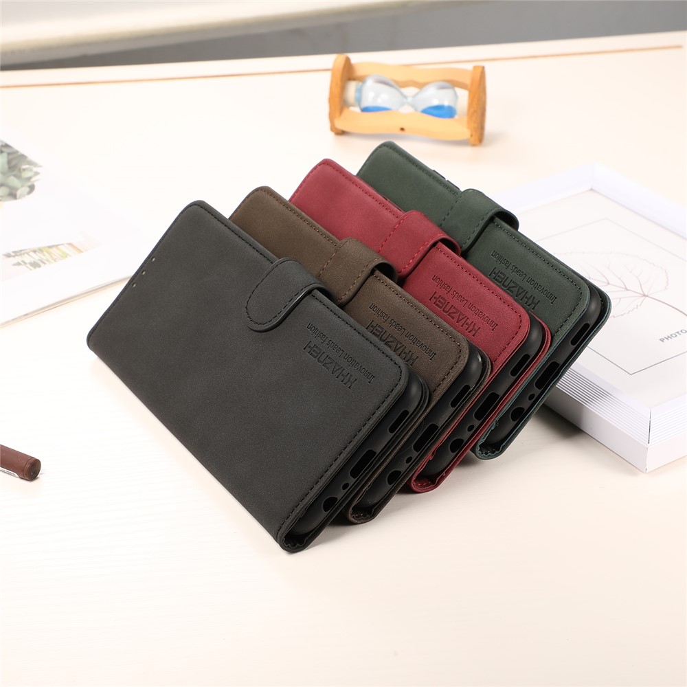 KHAZNEH Wallet Design Textured Full Protection Leather Phone Cover Stand Case for Nokia X10/X20 - Black-11