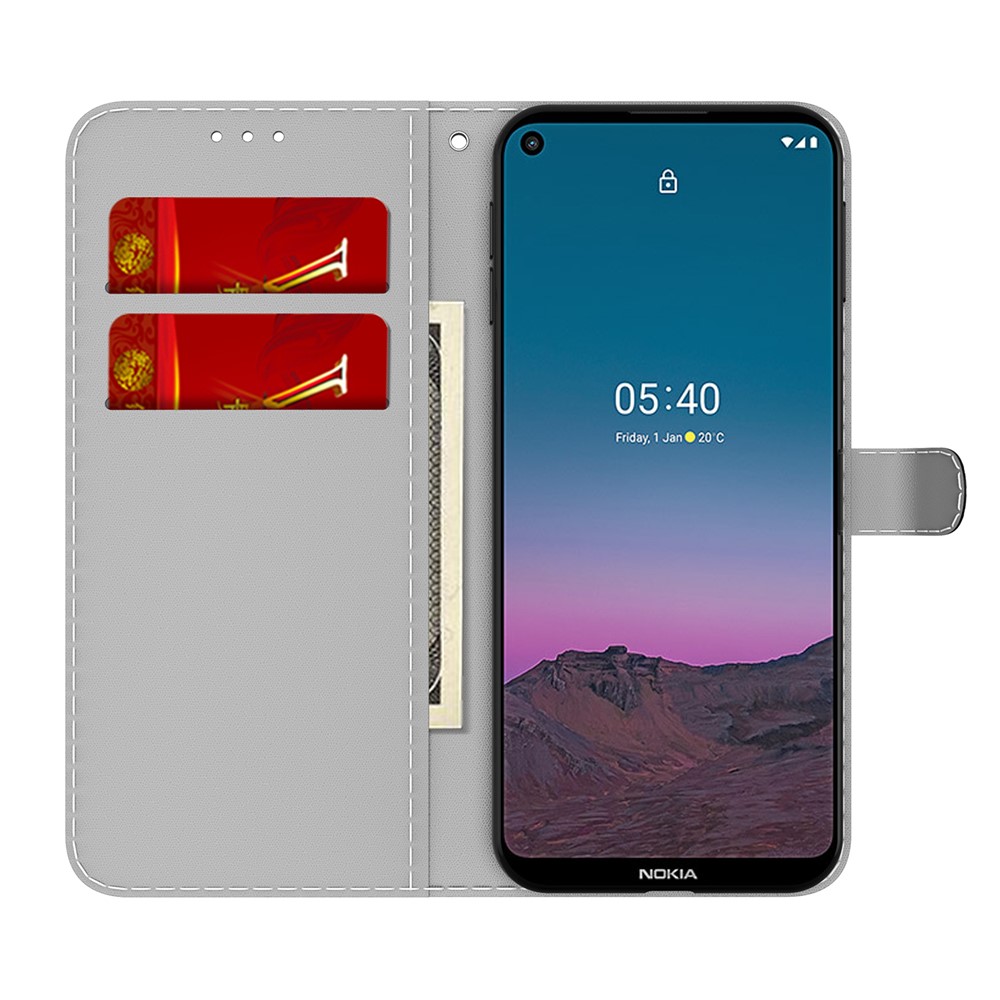 Full Protection Fog Pattern Printing Leather Wallet Design Stand Phone Cover for Nokia 5.4 - Black-3