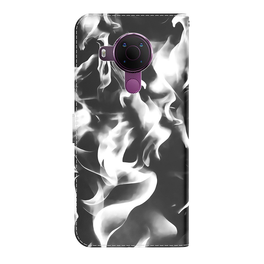 Full Protection Fog Pattern Printing Leather Wallet Design Stand Phone Cover for Nokia 5.4 - Black-4