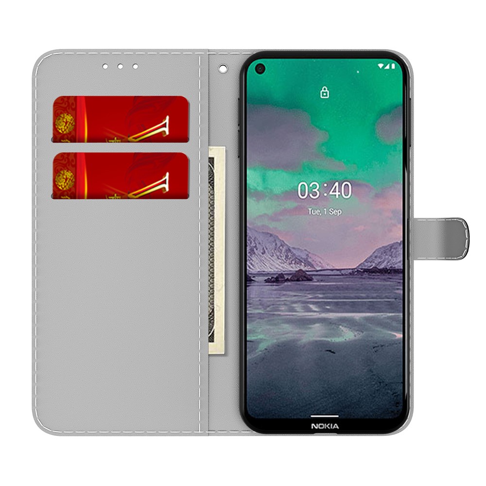 Full Protection Fog Pattern Printing Leather Wallet Design Stand Phone Cover for Nokia 3.4 - Black-3